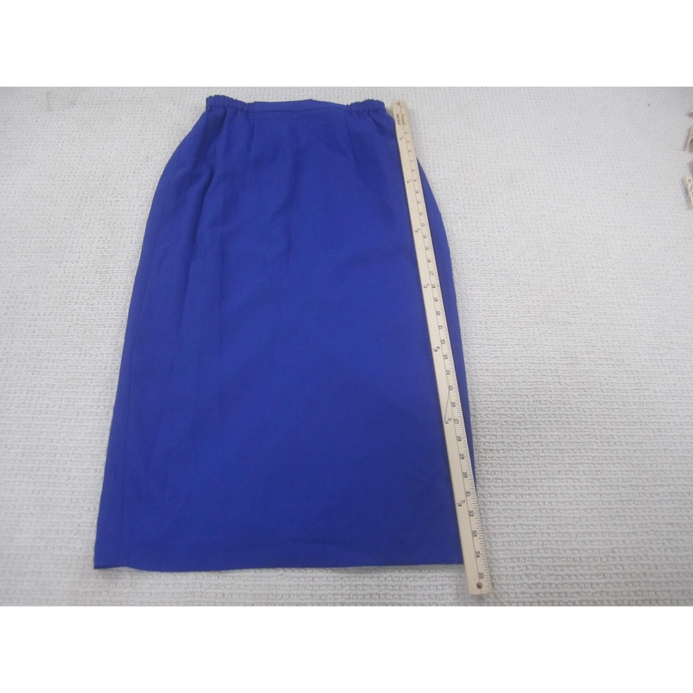 Wayne Rogers Skirt Womens 10 Blue Lined Elastic Waistband Midi Pencil Back Vent - Picture 6 of 8